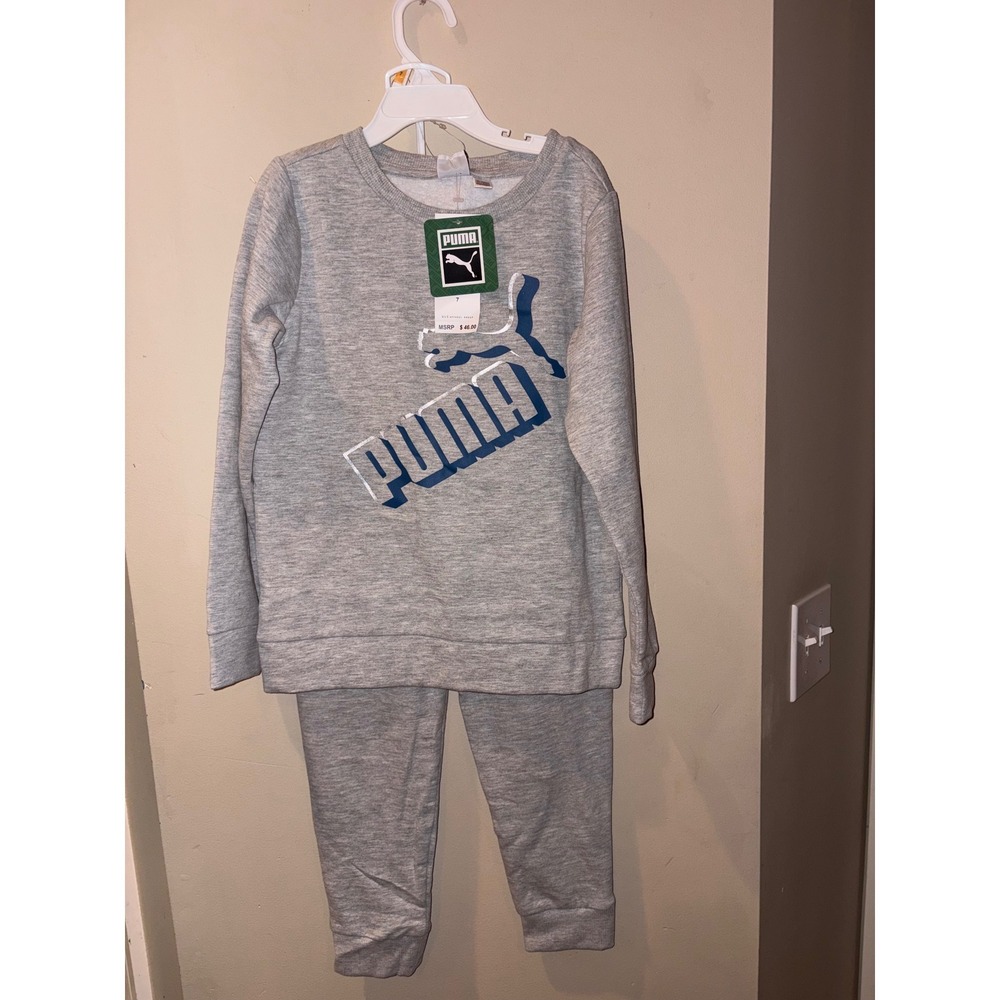 Puma Kids 2 Piece Sweatshirt and Joggers Tracksuit Set Grey PFA22V72-04651‎ Sz 6
